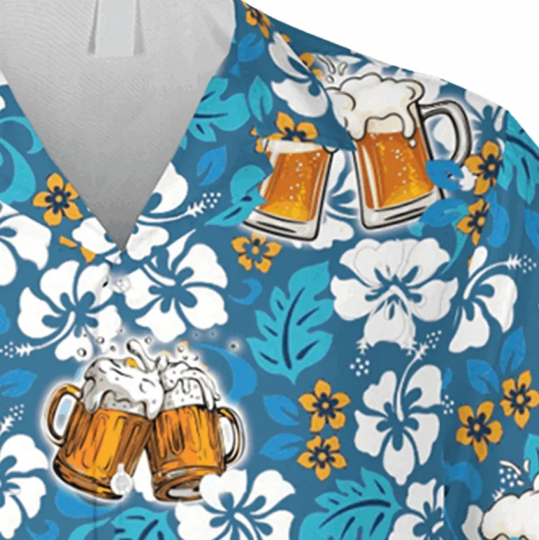 Beer And Flowers Blue Hawaii Shirt, Man Cave T-shirt, Aloha Shirt For Mens, Womens