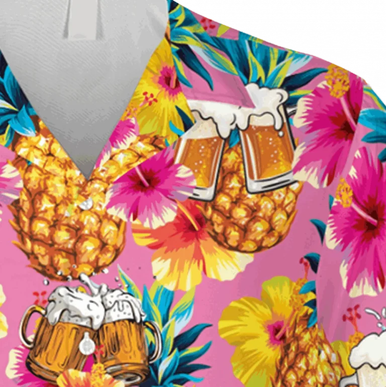 Beer Cheers Pineapple Pink Hawaii Shirt, Summer Shirt, Aloha Shirt For Mens, Womens