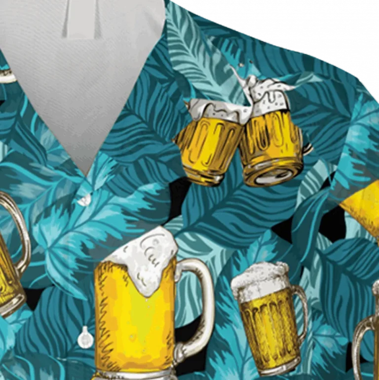 Beer Cups And Tropical Plants Hawaii T-shirt, Gift For Dad, Aloha Shirt For Mens, Womens