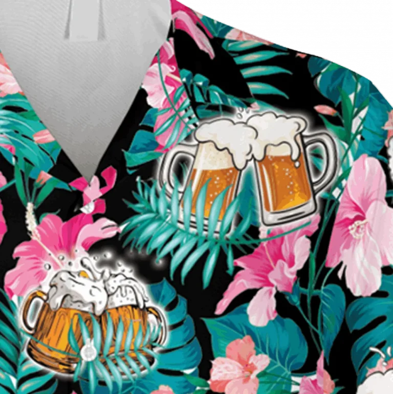 Beer And Hibicus Hawaiian Shirt, Father's Day Gift, Aloha Shirt For Mens, Womens