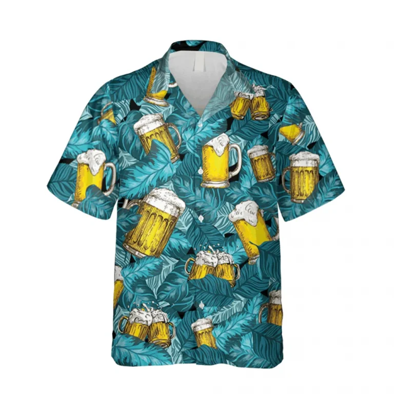 Beer Cups And Tropical Plants Hawaii T-shirt, Gift For Dad, Aloha Shirt For Mens, Womens