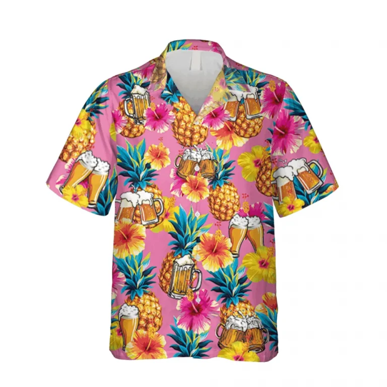 Beer Cheers Pineapple Pink Hawaii Shirt, Summer Shirt, Aloha Shirt For Mens, Womens