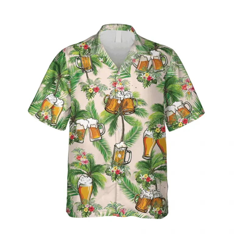 Beer And Palms Hawaii Shirt, Lounge Shirt, Aloha Shirt For Mens, Womens