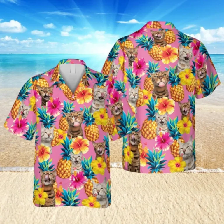 Bengal Cat Pineapples Hawaii T-shirt, Vintage 3d Apparels, Aloha Shirt For Mens, Womens