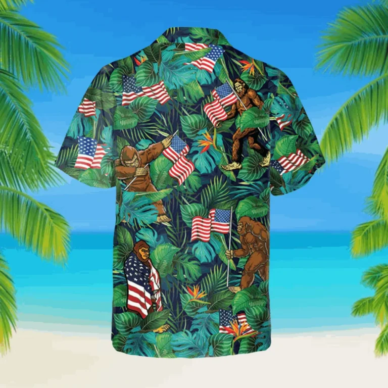 Funny Bigfoot America Hawaiian Shirt, Vintage Beach T-shirt, Aloha Shirt For Mens, Womens