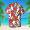 Vintage Bigfoot Red Hawaiian Shirt, Gift For Husband, Aloha Shirt For Mens, Womens