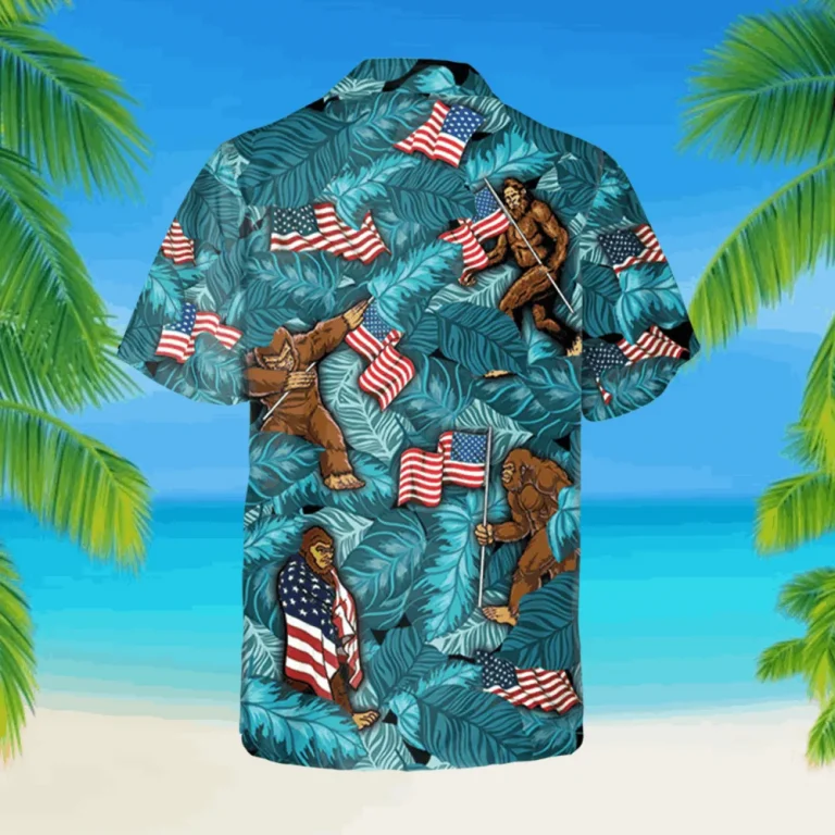 Bigfoot Dab Blue Hawaiian Shirt, Summer Clothing, Aloha Shirt For Mens, Womens