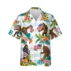 Bigfoot White Hawaiian Shirt, Camping, Camper T-shirt, Aloha Shirt For Mens, Womens