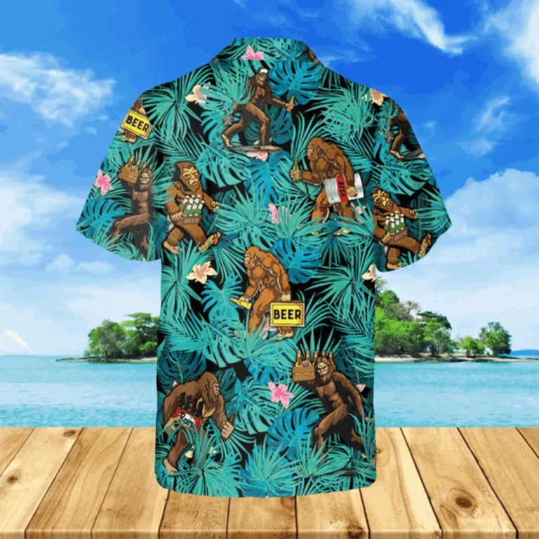 Bigfoot And Tropical Plants Hawaiian T-shirt, Aloha Apparel For Men, Aloha Shirt For Mens, Womens