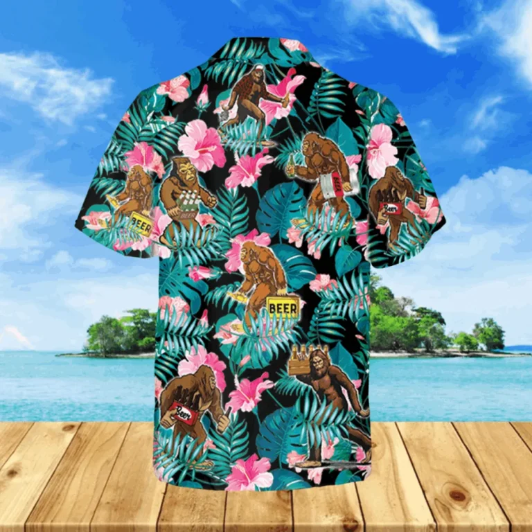 Bigfoot Tropical Hawaiian Shirt, Summer Shirt For Campers, Aloha Shirt For Mens, Womens