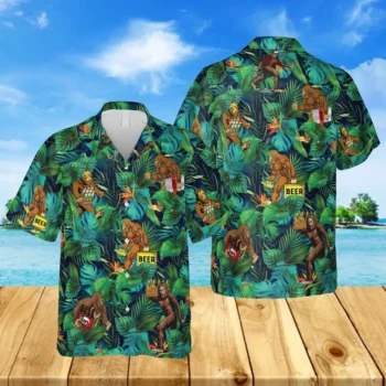 Funny Bigfoot Goes Camping Hawaiian Shirt, Camper Clothing, Aloha Shirt For Mens, Womens