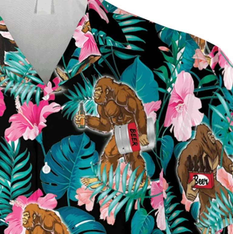 Bigfoot Tropical Hawaiian Shirt, Summer Shirt For Campers, Aloha Shirt For Mens, Womens