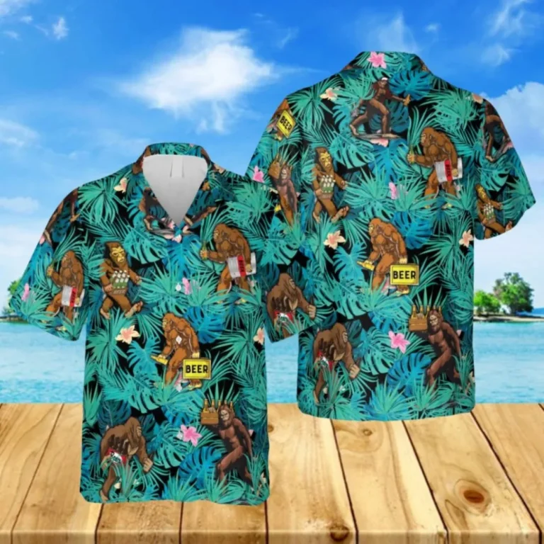 Bigfoot And Tropical Plants Hawaiian T-shirt, Aloha Apparel For Men, Aloha Shirt For Mens, Womens