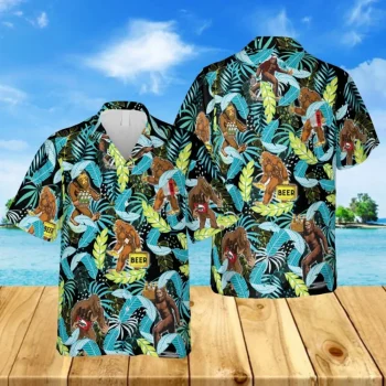 Bigfoot Camping With Beer Hawaii Shirt, T-shirt For Him, Aloha Shirt For Mens, Womens