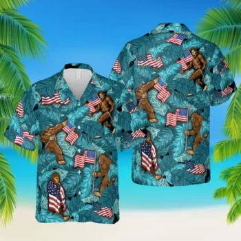 Bigfoot Dab Blue Hawaiian Shirt, Summer Clothing, Aloha Shirt For Mens, Womens