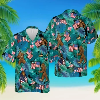 Funny Bigfoot Tropical Hawaii Shirt, Gift For Dad, Aloha Shirt For Mens, Womens