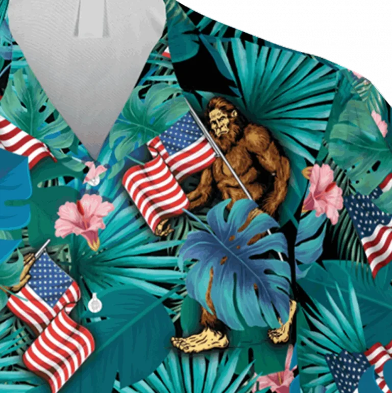 Funny Bigfoot Tropical Hawaii Shirt, Gift For Dad, Aloha Shirt For Mens, Womens