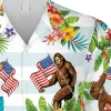 Bigfoot White Hawaiian Shirt, Camping, Camper T-shirt, Aloha Shirt For Mens, Womens