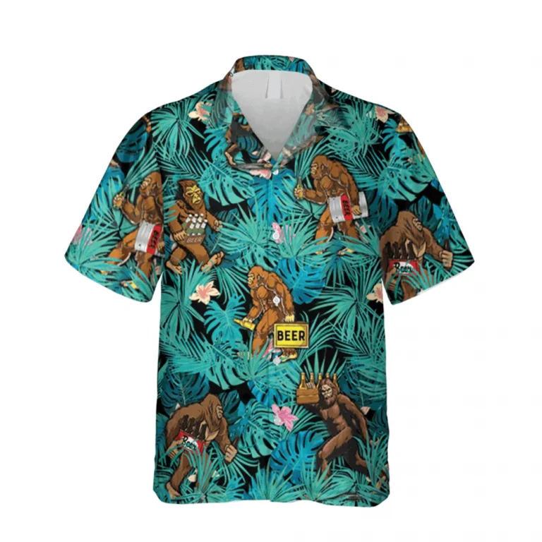 Bigfoot And Tropical Plants Hawaiian T-shirt, Aloha Apparel For Men, Aloha Shirt For Mens, Womens