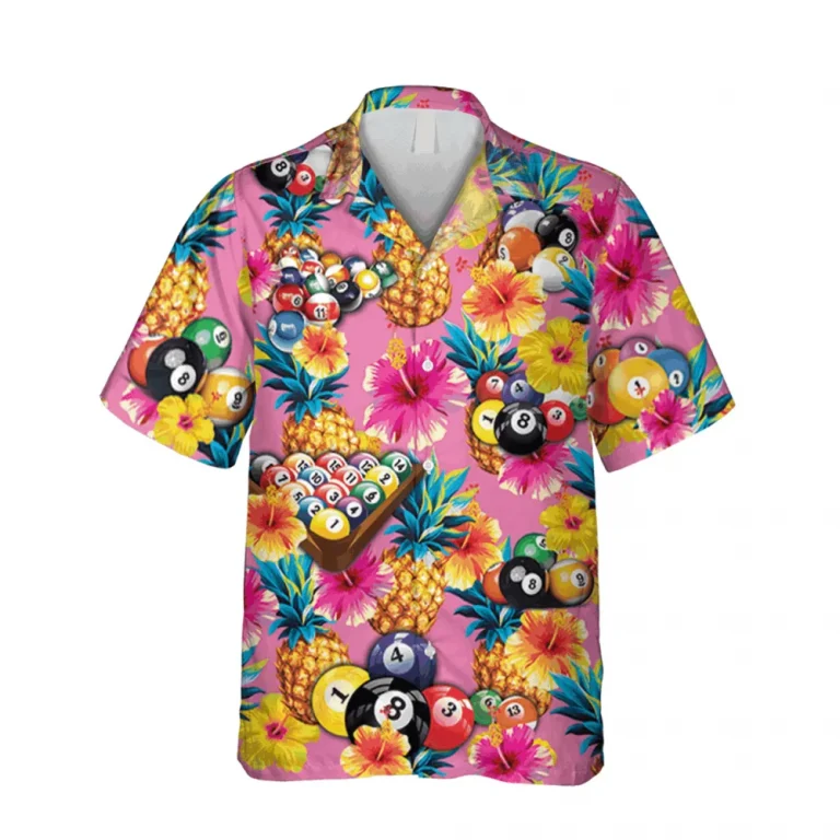 Pineapple Billards Pink Hawaii Shirt, Triangle Billards Beach 3d Shirt, Aloha Shirt For Mens, Womens