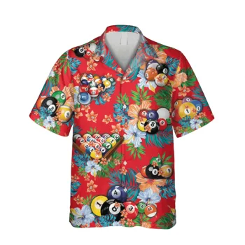 Vintage Billards Red Hawaiian Shirt, Father's Day Gift, Aloha Shirt For Mens, Womens