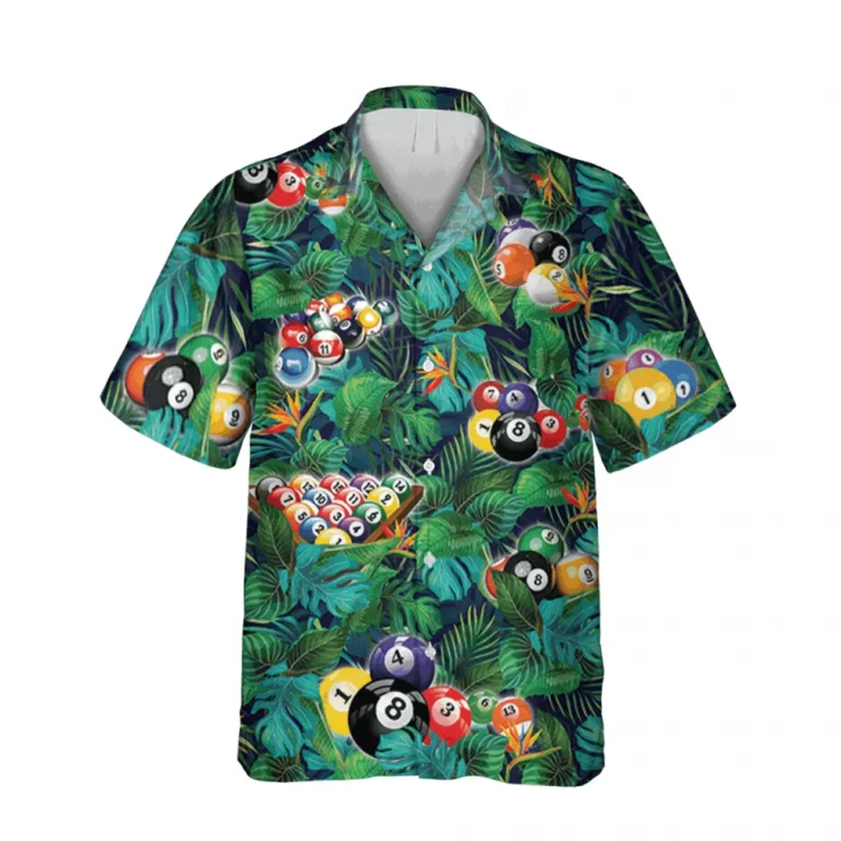 Tropical Plants Billards Green Hawaiian Shirt, Gift For Husband, Aloha Shirt For Mens, Womens