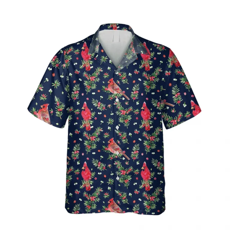 Cardinal Mistletoe Hawaii Shirt, Christmas Clothing, Aloha Shirt For Mens, Womens