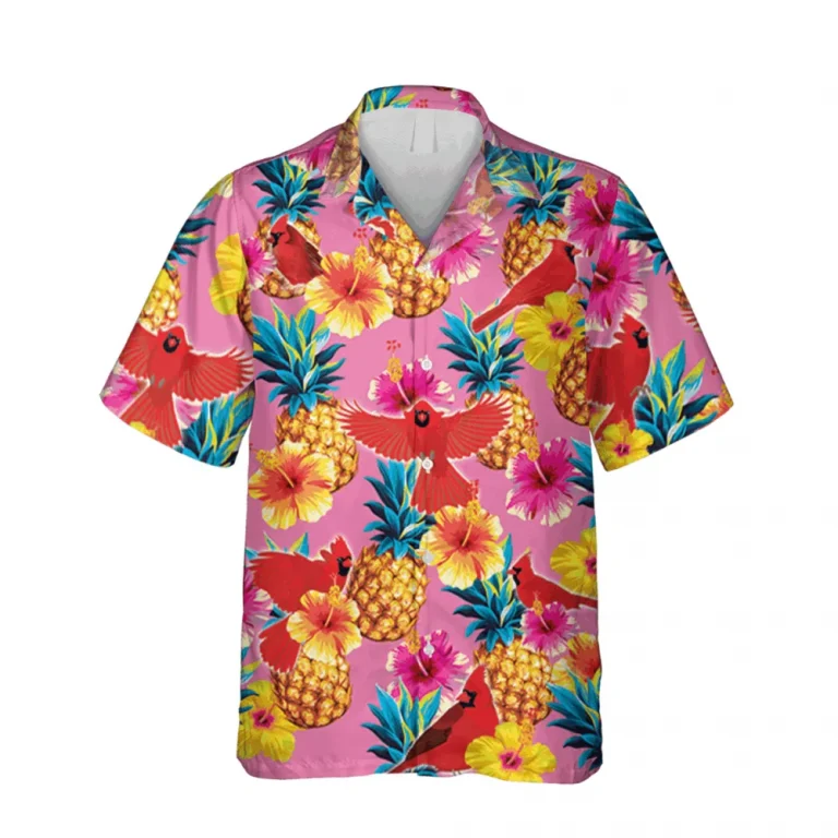 Cardinal Bird Pink Hawaiian Shirt, Mother's Day Gift Ideas, Aloha Shirt For Mens, Womens