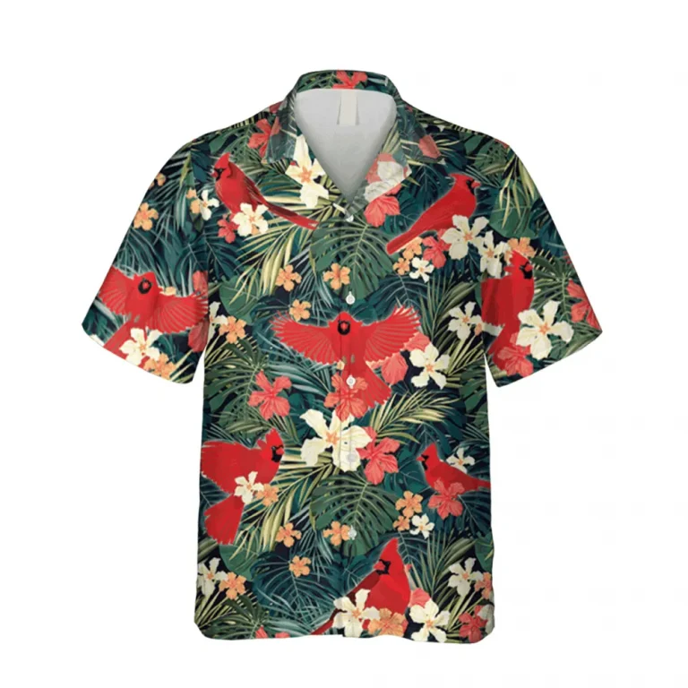 Cardinal Birds Tropical Hawaiian T-shirt, Reyn Spooner Shirts For Husband, Aloha Shirt For Mens, Womens