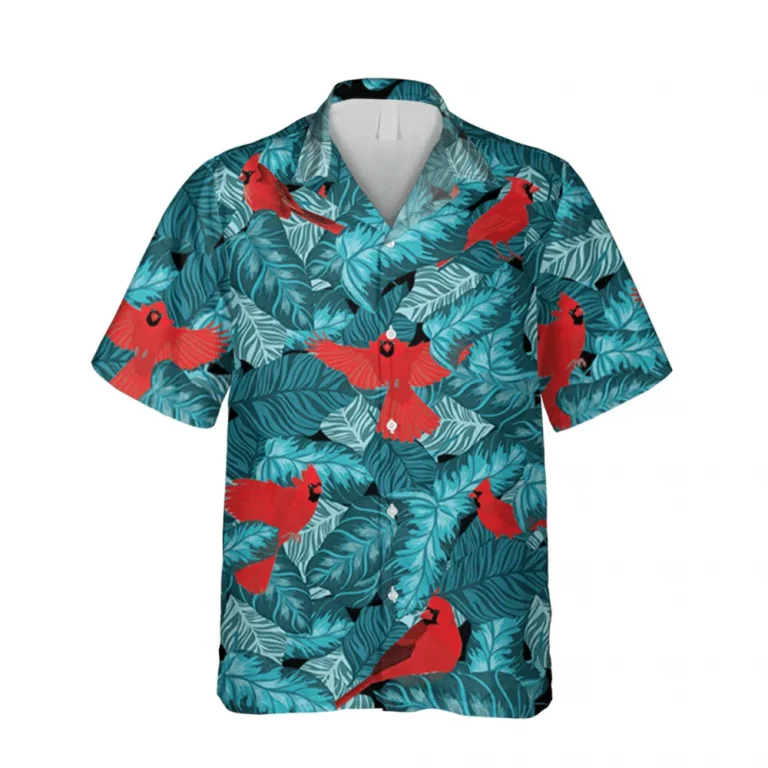 Red Cardinal Blue Hawaii T-shirt, Summer Outfit For Men, Aloha Shirt For Mens, Womens