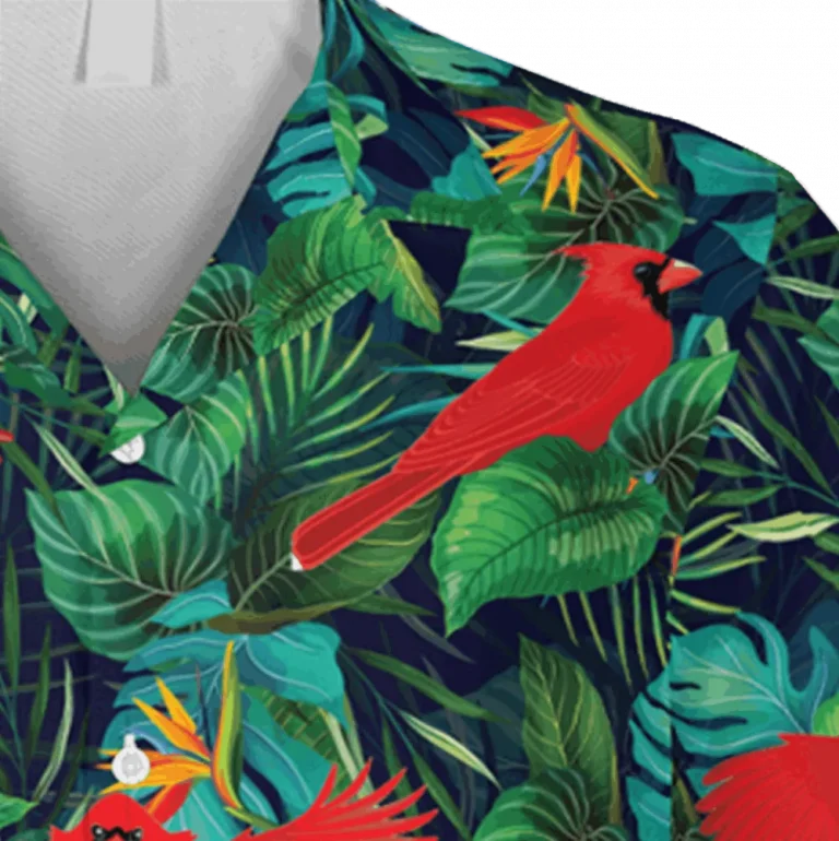 Cardinal Tropical Hawaiian Shirt, Green Clothing For Him, Aloha Shirt For Mens, Womens