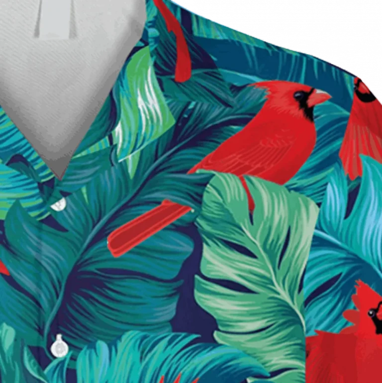 Cardinal Birds Tropical Leaves Hawaiian Shirt, Beach Shirt, Aloha Shirt For Mens, Womens