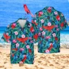 Floral Red Cardinal Birds Hawaii T-shirt, Father's Day Gift, Aloha Shirt For Mens, Womens