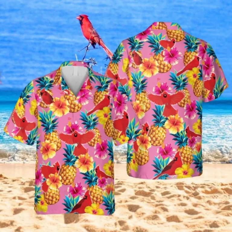 Cardinal Bird Pink Hawaiian Shirt, Mother's Day Gift Ideas, Aloha Shirt For Mens, Womens