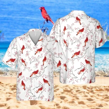 Floral Red Cardinal Hawaiian Shirt, Magnum Pi Shirt, Aloha Shirt For Mens, Womens