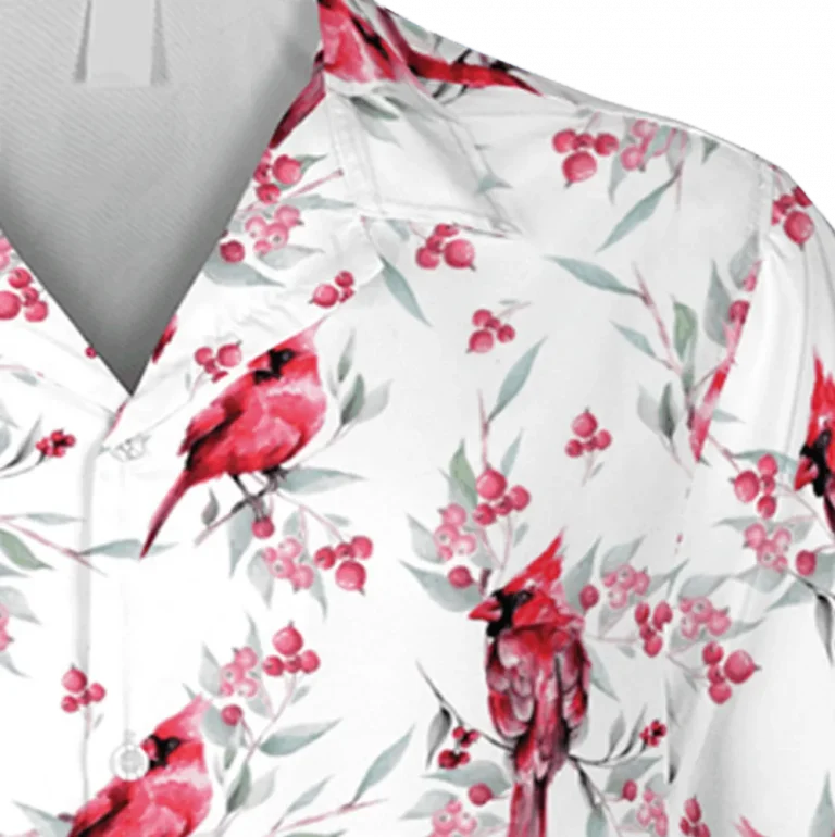 Floral Red Cardinal Hawaiian Shirt, Magnum Pi Shirt, Aloha Shirt For Mens, Womens