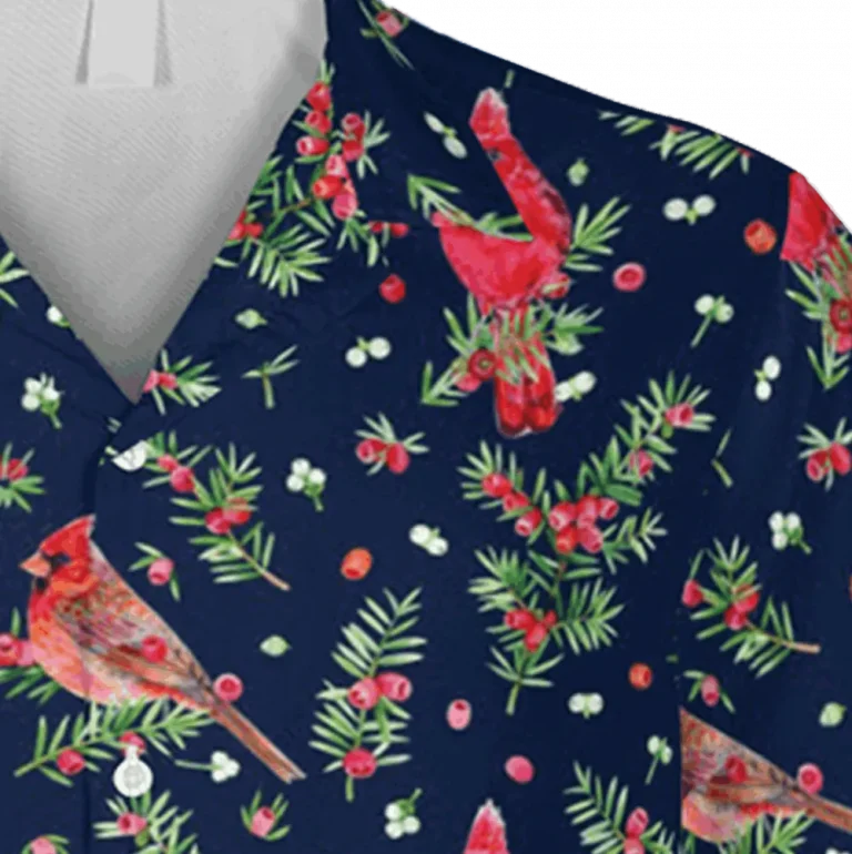 Cardinal Mistletoe Hawaii Shirt, Christmas Clothing, Aloha Shirt For Mens, Womens