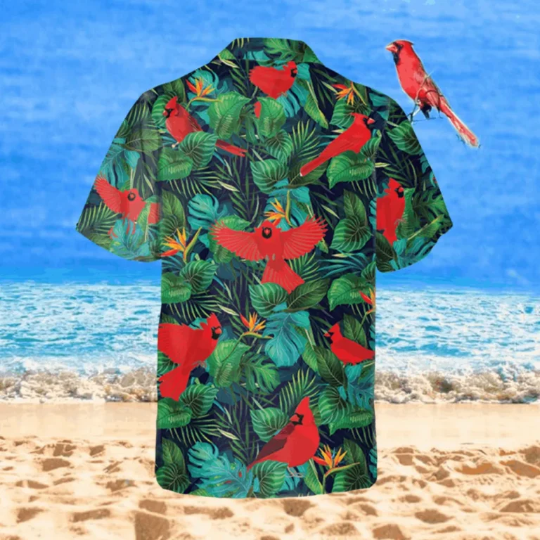 Cardinal Tropical Hawaiian Shirt, Green Clothing For Him, Aloha Shirt For Mens, Womens