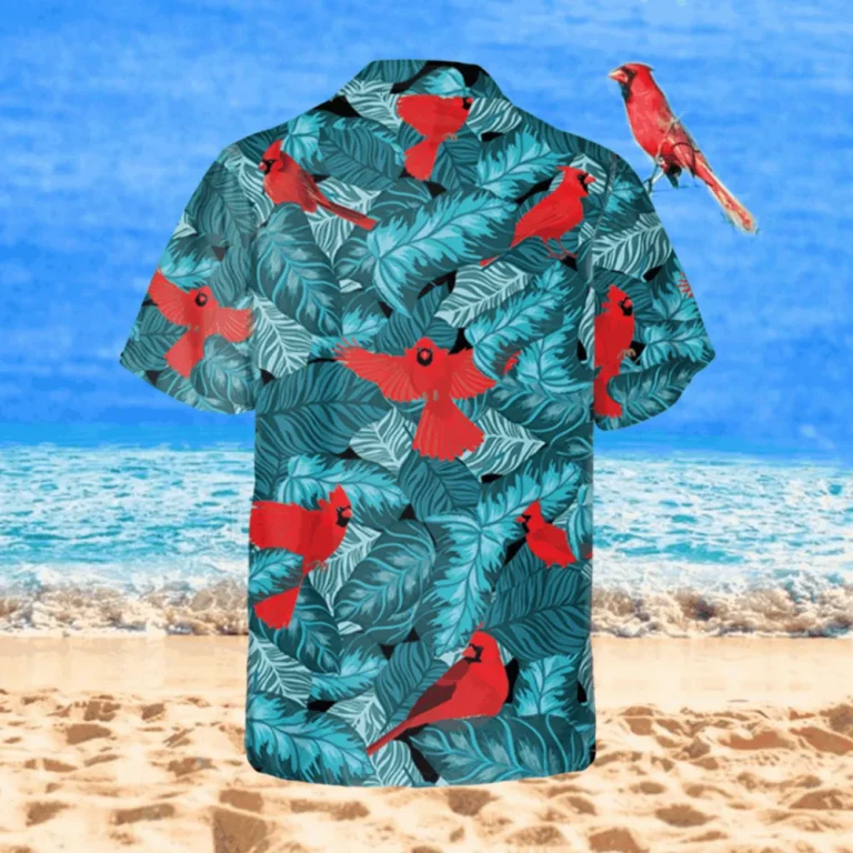 Red Cardinal Blue Hawaii T-shirt, Summer Outfit For Men, Aloha Shirt For Mens, Womens