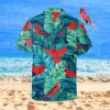 Cardinal Birds Tropical Leaves Hawaiian Shirt, Beach Shirt, Aloha Shirt For Mens, Womens