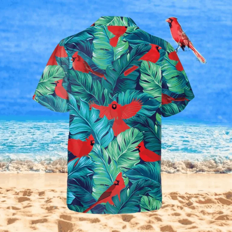 Cardinal Birds Tropical Leaves Hawaiian Shirt, Beach Shirt, Aloha Shirt For Mens, Womens