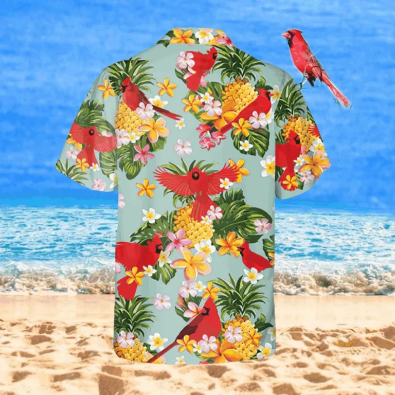 Cardinal Pineapple Vintage Hawaii Shirt, Christmas Gift For Him, Aloha Shirt For Mens, Womens