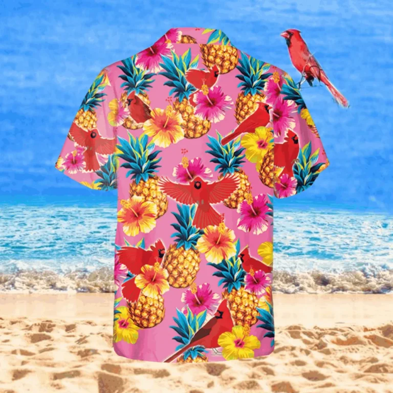 Cardinal Bird Pink Hawaiian Shirt, Mother's Day Gift Ideas, Aloha Shirt For Mens, Womens