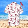 Floral Red Cardinal Hawaiian Shirt, Magnum Pi Shirt, Aloha Shirt For Mens, Womens