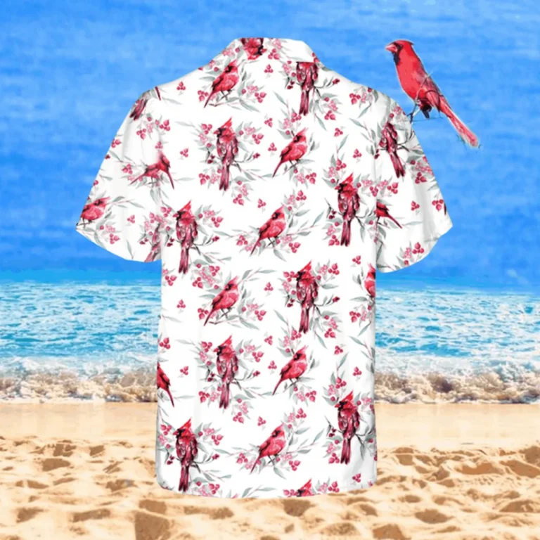 Floral Red Cardinal Hawaiian Shirt, Magnum Pi Shirt, Aloha Shirt For Mens, Womens