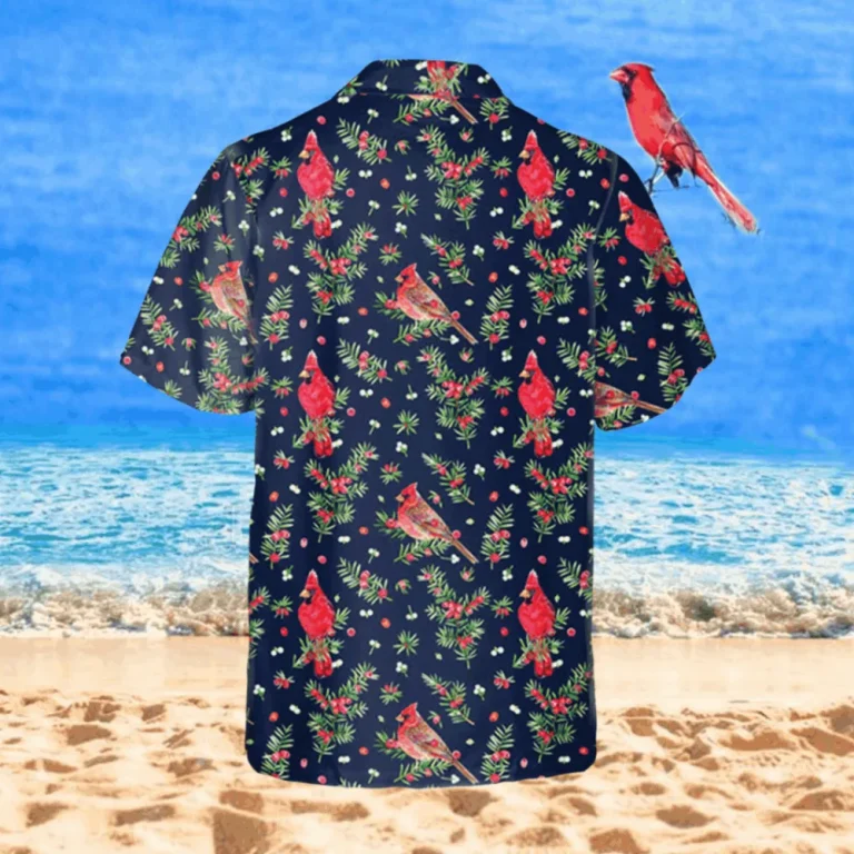 Cardinal Mistletoe Hawaii Shirt, Christmas Clothing, Aloha Shirt For Mens, Womens