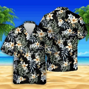 Black Floral 3d Hawaii Shirt, Father's Day Gift, Aloha Shirt For Mens, Womens