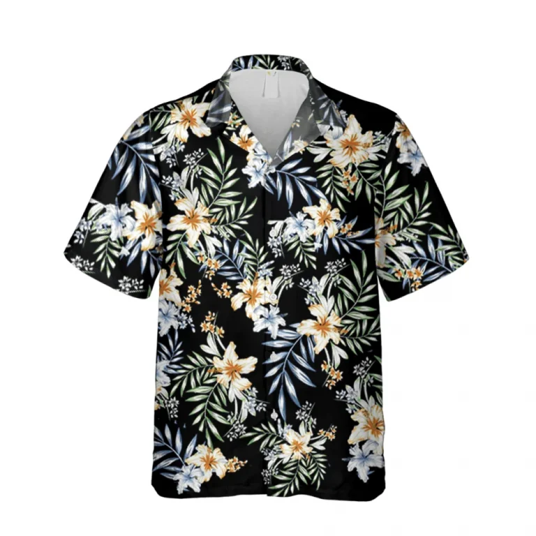 Black Floral 3d Hawaii Shirt, Father's Day Gift, Aloha Shirt For Mens, Womens