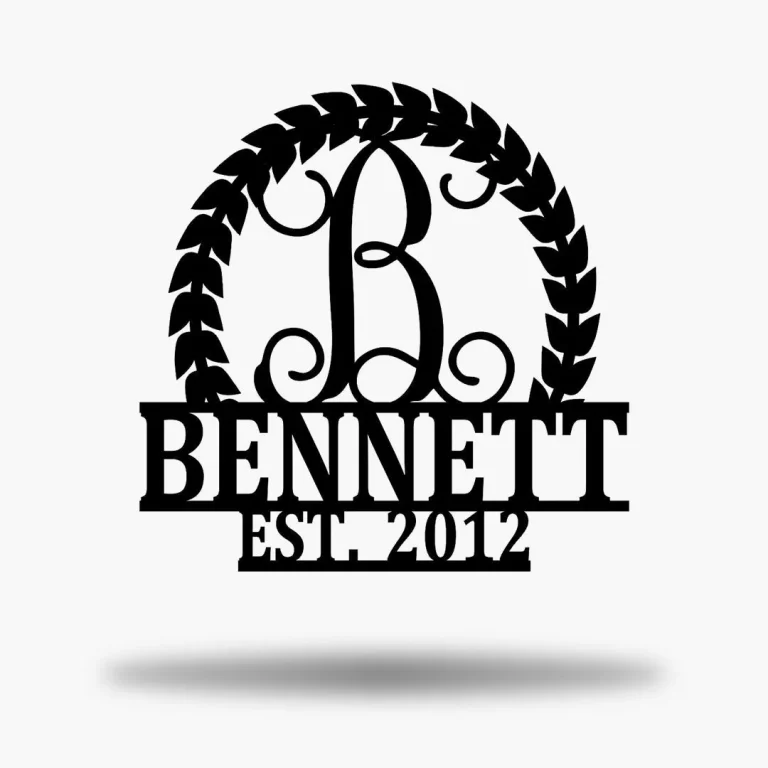 Wreath Monogram, Cut Metal Sign