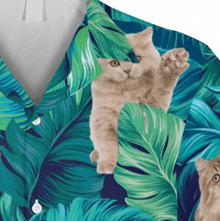 Tropical Leaves Longhaired Cats Hawaiian Shirt, Kalaha T-shirts, Aloha Shirt For Mens, Womens